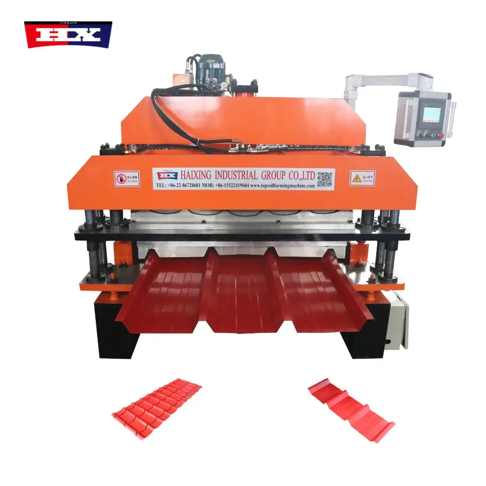 fully automated pv4 trapezoidal glazed tile galvanized aluminum sheet metal making machine double layer roofing sheet machine