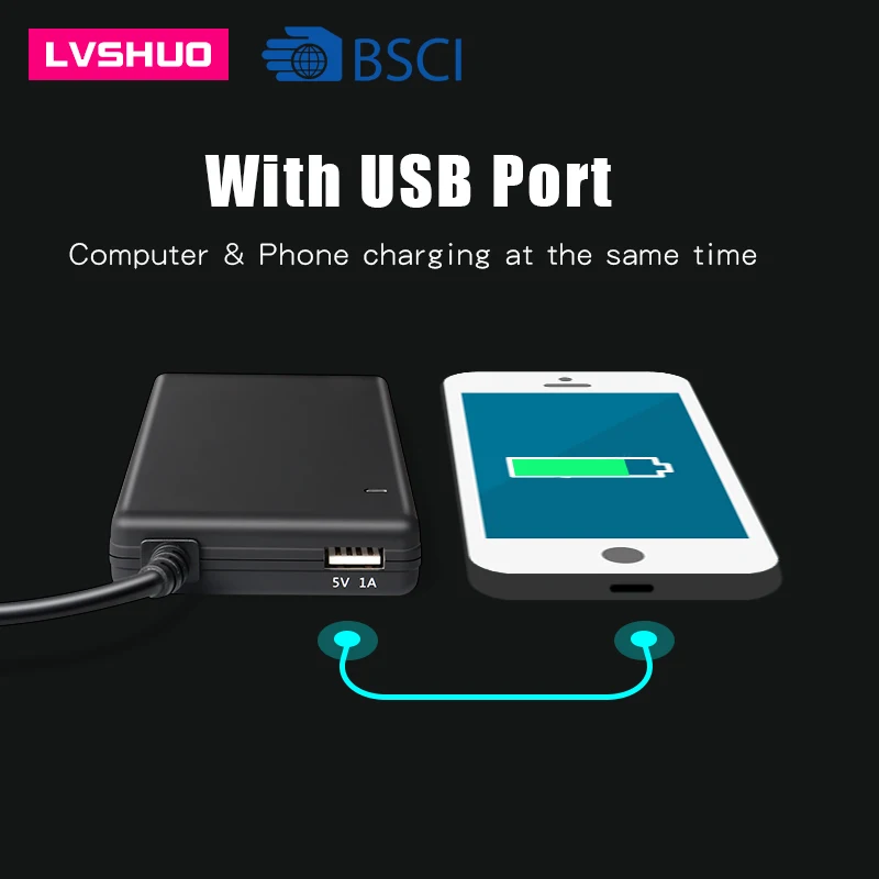 Laptop Accessories 90w Ac Universal Laptop Charger Power Adapter for Laptop with 12 tips and 5V 1A USB Port for Mobile Phone