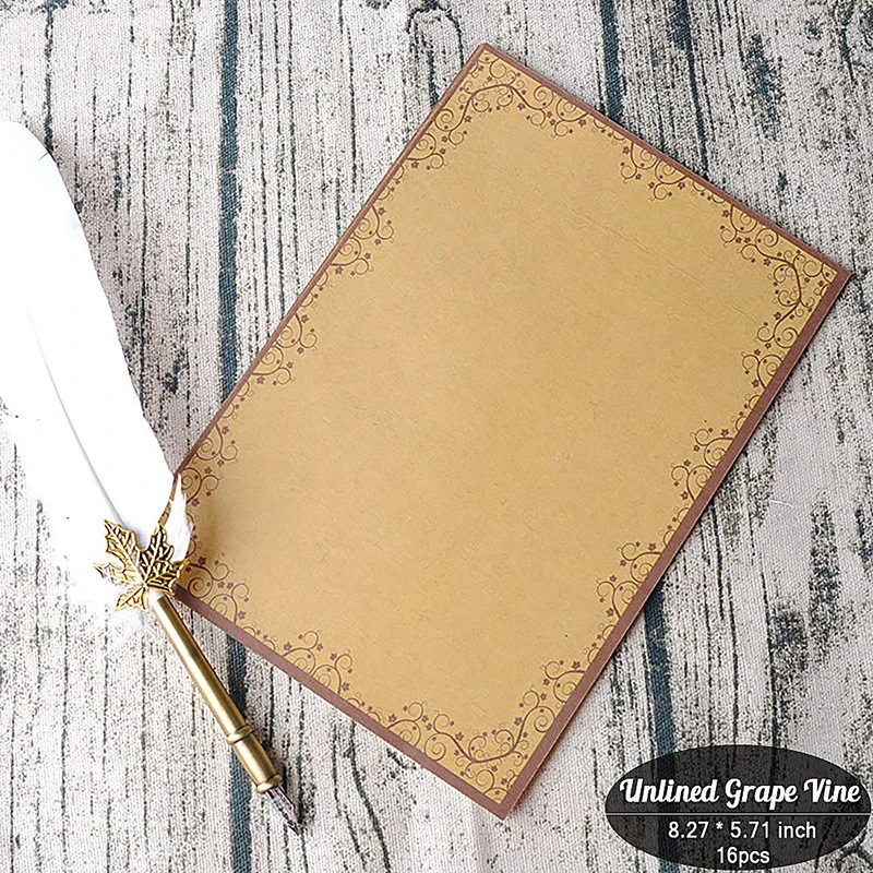 Vintage Stationary Paper Kraft Envelopes Set with Seal Stickers 64pcs Writing Stationery Papers Letter Envelope