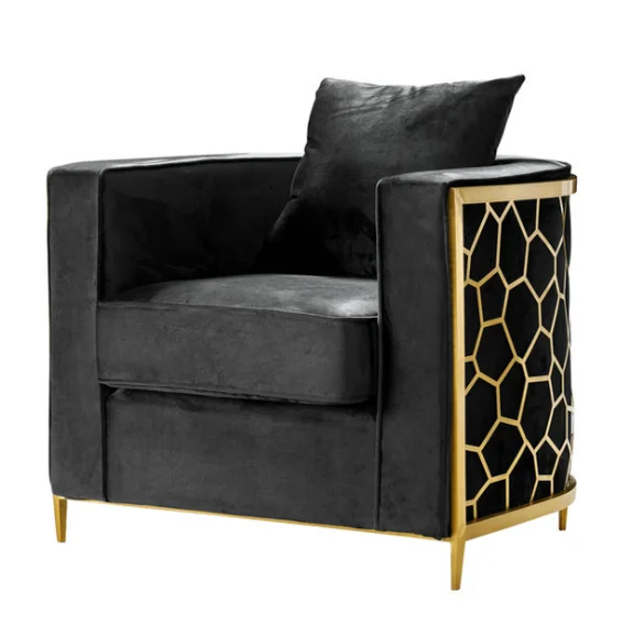 OEM High End Luxury Modern Furniture Gold Finishing Frame Sofa Chair Table