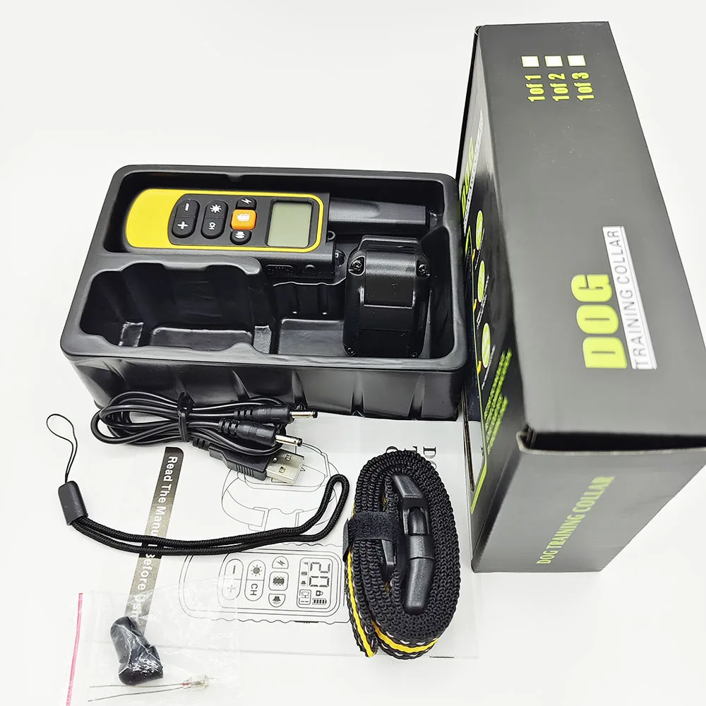 3-Mode LCD Display Dog Training Collar Device with Anti-Shock Sound Sensor and Vibration Bark Control Remote Control