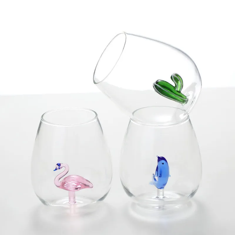 3D Animal Drinking Cup Egg Shape Juice Drink Cup Transparent Unique Single Layer Glass Cups Colors manufacturers