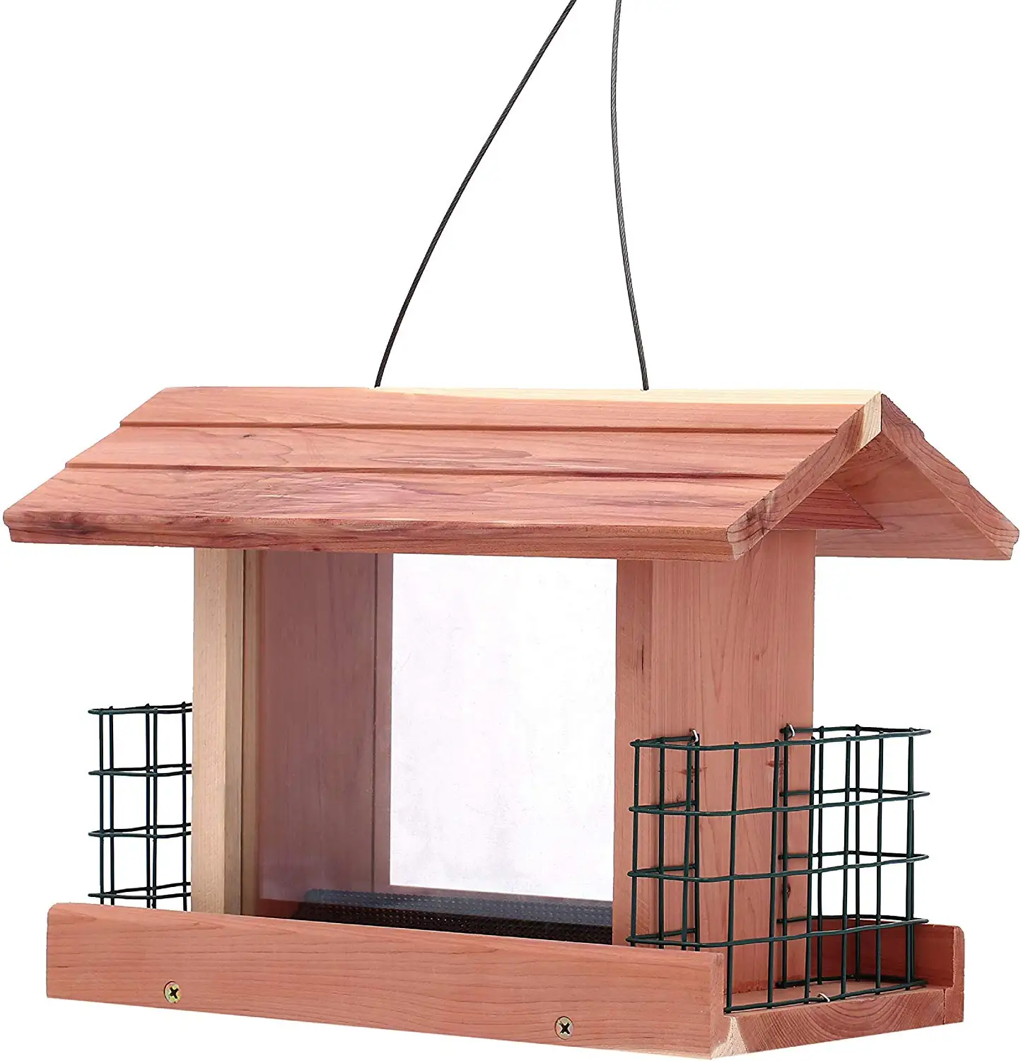 Garden Outdoor Decor Hanging Red Cedar Wooden Wild Pet House Window Bird