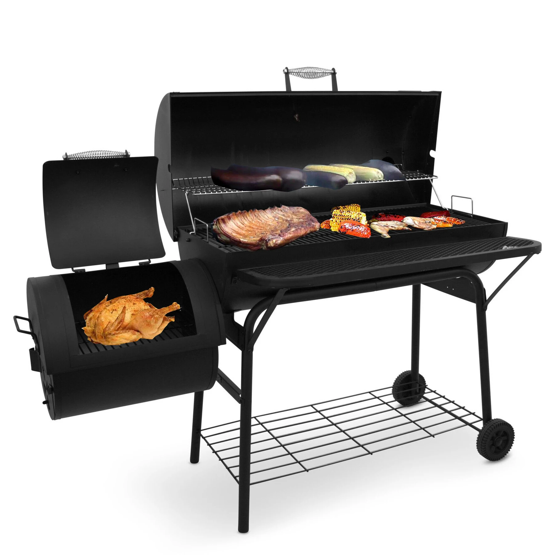 New Arrive Outdoor Large Duty Charcoal Barbeque Smoker Black BBQ Camping Grills