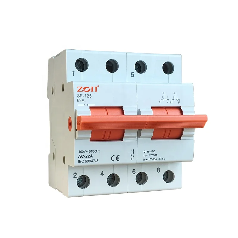 ZOII Electric Solar manual transfer switch electric 2p 4p 40A 63A 125A static ac dc manual mini change over switch for generator