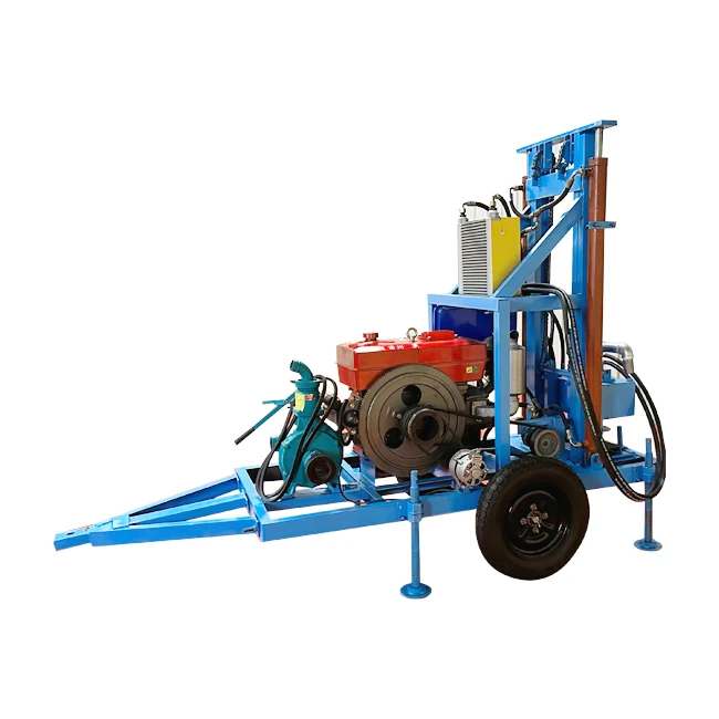 High drilling efficiency, 200 meters deep diesel hydraulic drilling rig, mountain stone water well drilling rig for sale
