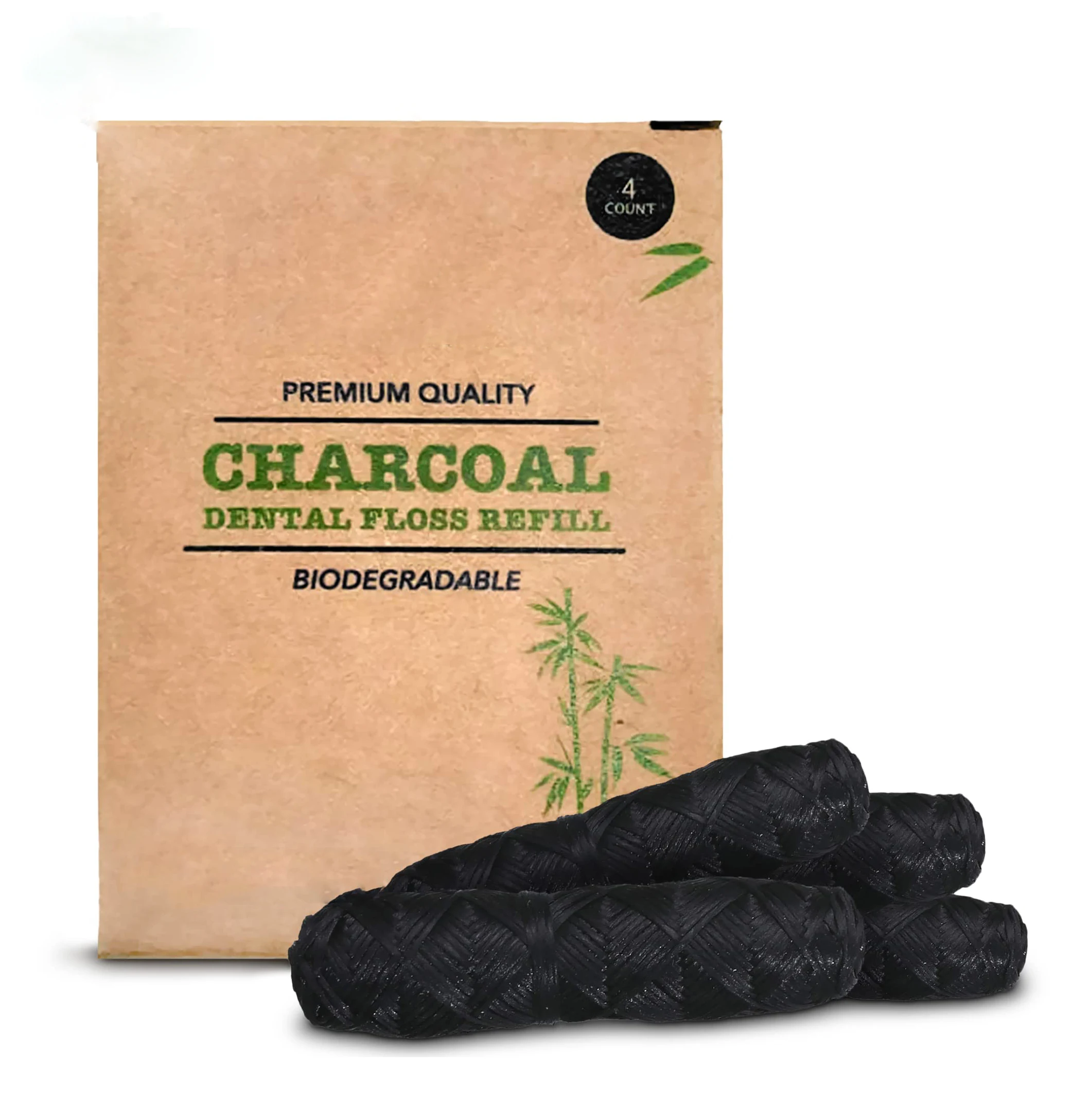 Natural Deep Clean Charcoal Floss Oral Care Dental Floss Mint Flavor Corn Starch Biodegradable 100% Natural Silk Dental Floss