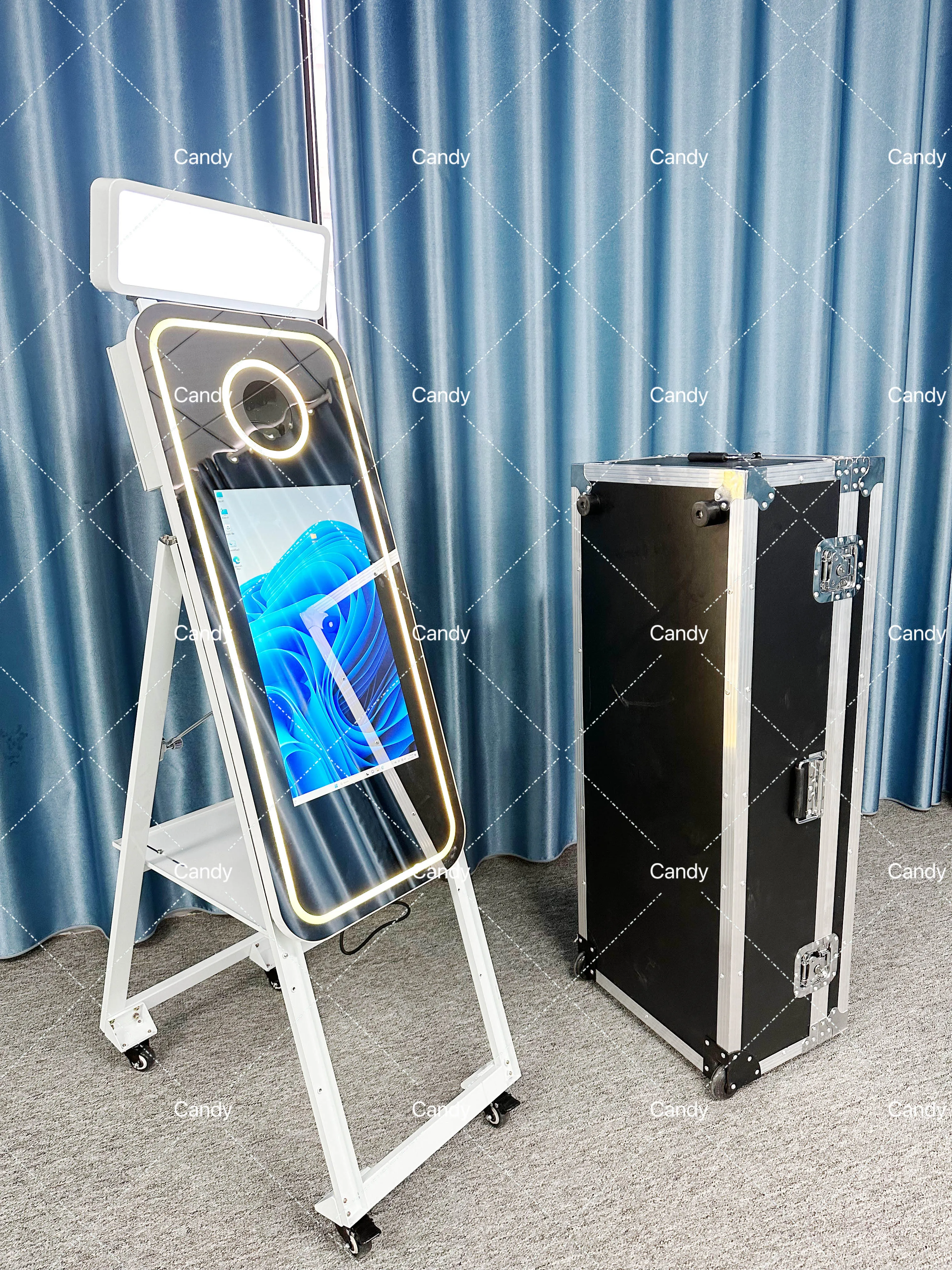 new arrival 40 inch Mirror Photo Booth Machine selfie portable booth For events Led Light camera printer Booth Weddings events