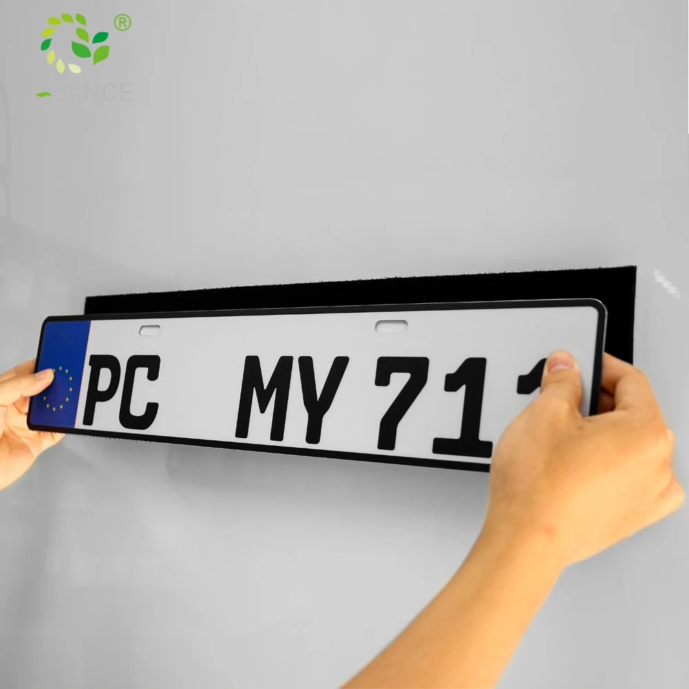 Car adhesive license plate hook and loop holding tape plate