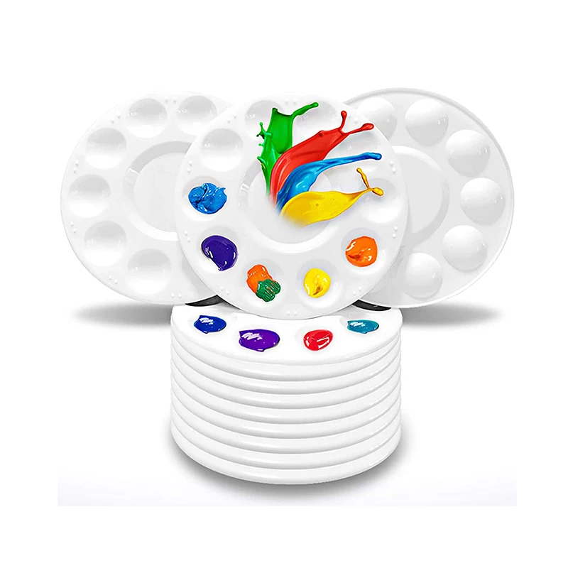 Art Painting Solution Manufacturer 12 pcs Mini Artist Plastic Drawing Paint Palettes Tray for Drawing Color Mixer