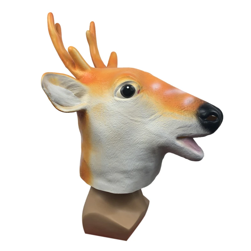 Deer Mask Animal Head Helmet Giraffe Masks Full Over Head Mask Deluxe Costume Party for Christmas Halloween