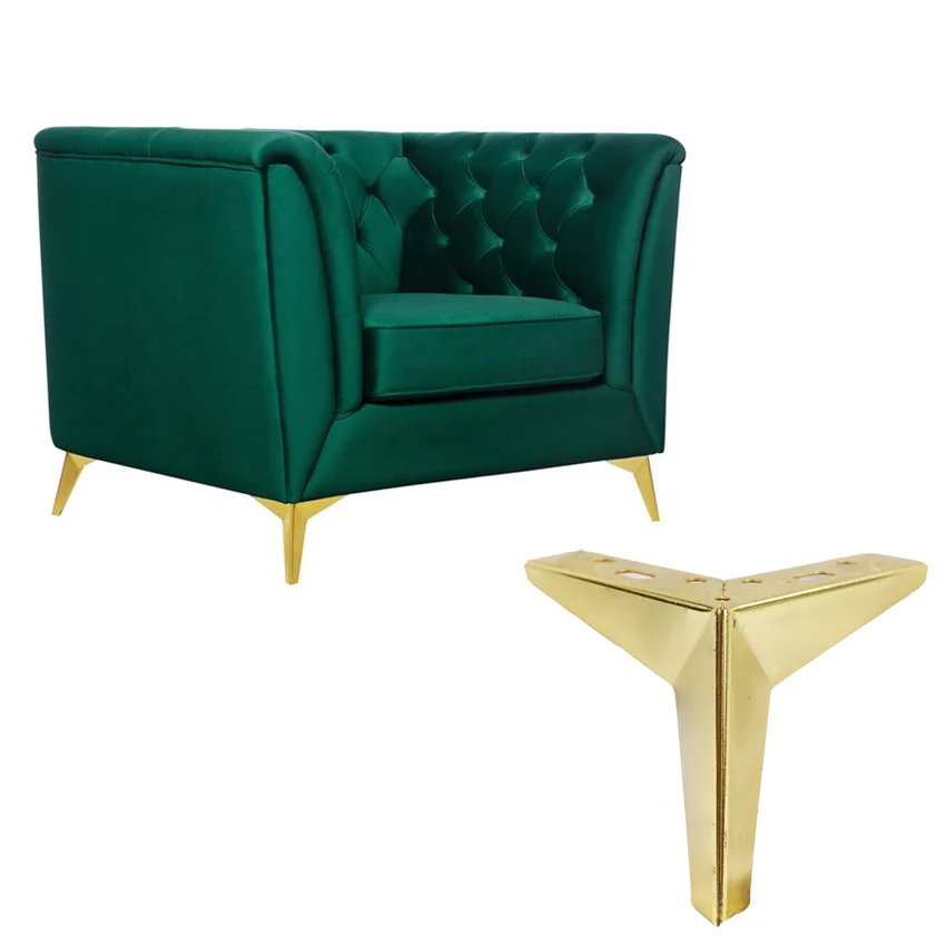 Custom cheap oblique sofa leg metal sofa leg y style modern gold furniture leg for sidetable