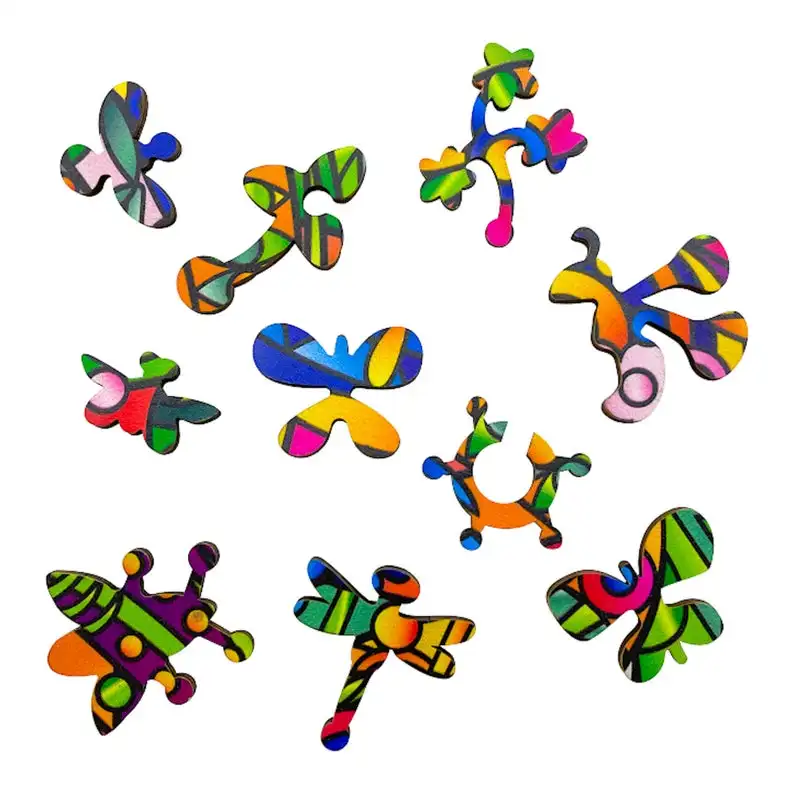 wholesale custom Multi-colored Diy 3D Wooden Toy Game Butterfly Shapes Jigsaw Puzzle For Intellectual Development Of Kids