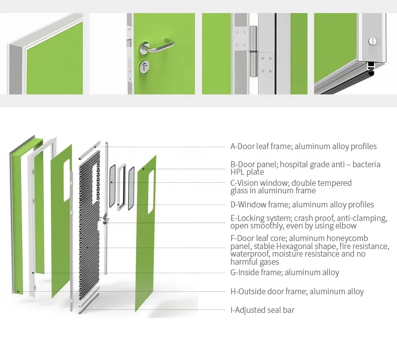 CE Manufacturer Prima HPL Hospital Doors Design Hospital Doors Specification Cleanroom Door For Hospital Lab