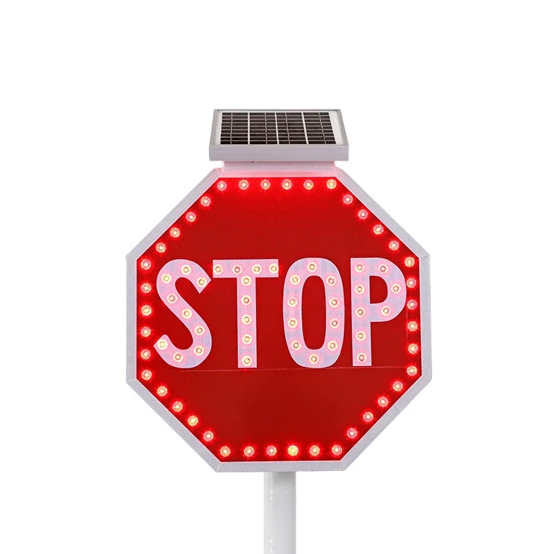 Custom outdoor solar road construction safety led warning sign