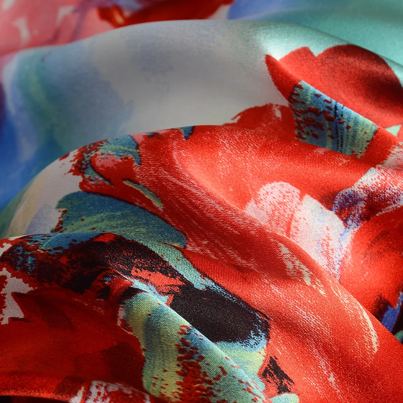 Цифровая ткань шармёз с цветочным принтом шелковая атласная ткань