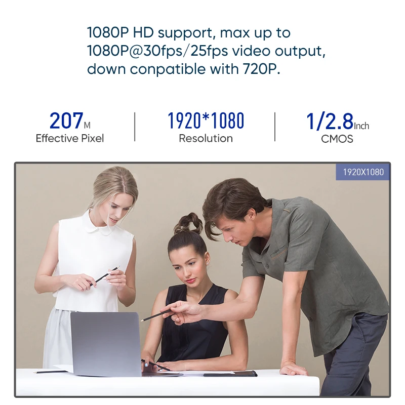  Rocware 1/2.7 inch high quality CMOS camera conference 4X digital zoom 1080p eptz for Video Conference