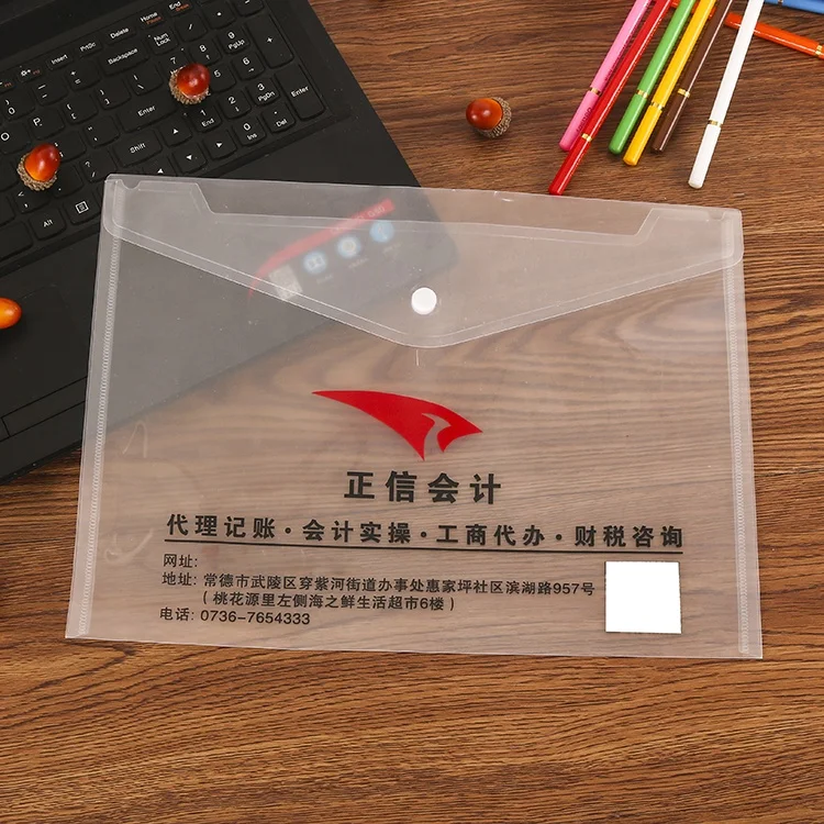 Factory design custom transparent plastic file bag folder pp document folder