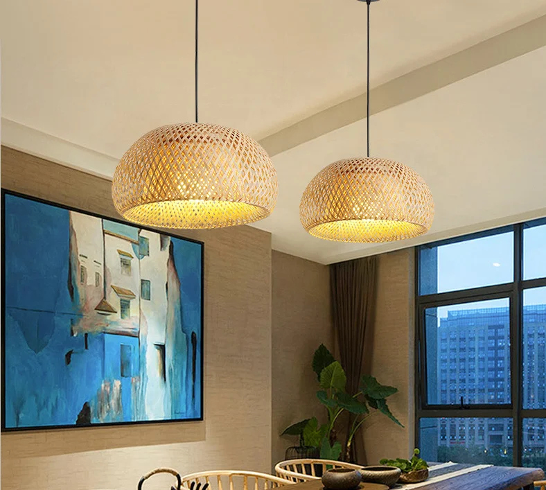  Biumart American Garden Bamboo Indoor Light Popular Good Quality Modern Decoration Chandelier Pendant
