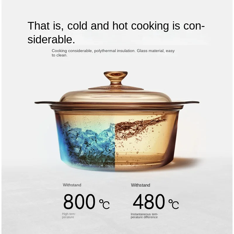 Corning Classic Design Single Glass Stew Pot Imported Soup Milk Pot Non-Pick Stove Feature Fashionable Household Cooking Pot