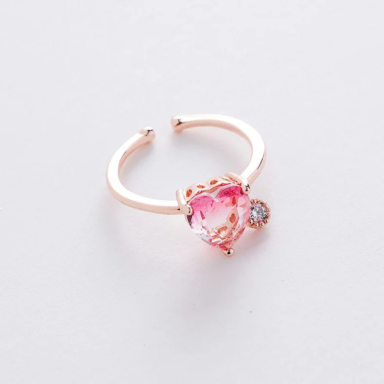 Wholesale Fashion Elegant Micro-inlaid Crystal Colorful Zircon Heart Flower Shaped Ring