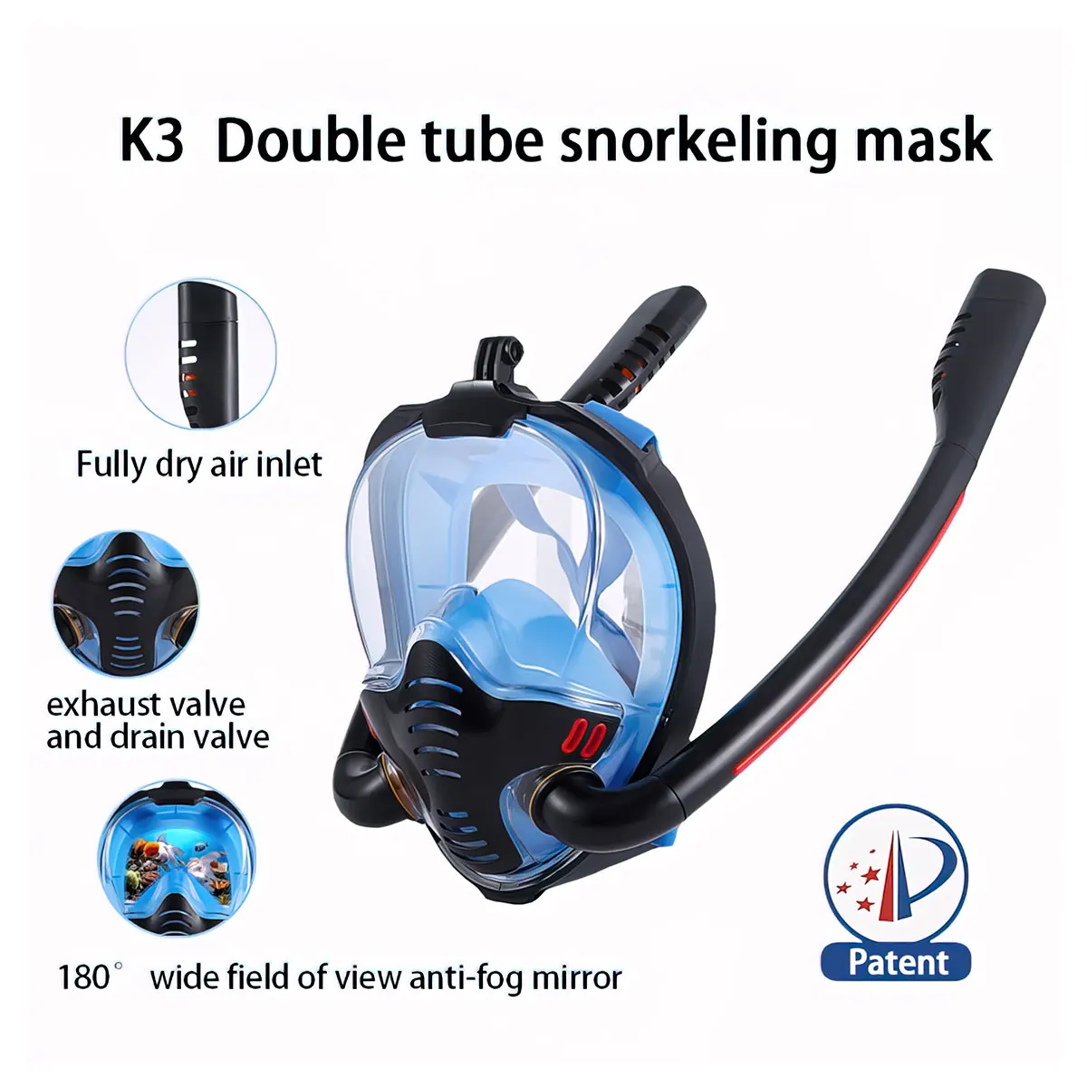 Snorkeling goggles anti fog with double tube silica gel full dry snorkel high quality Mask Swimming Goggles Diving Glasses