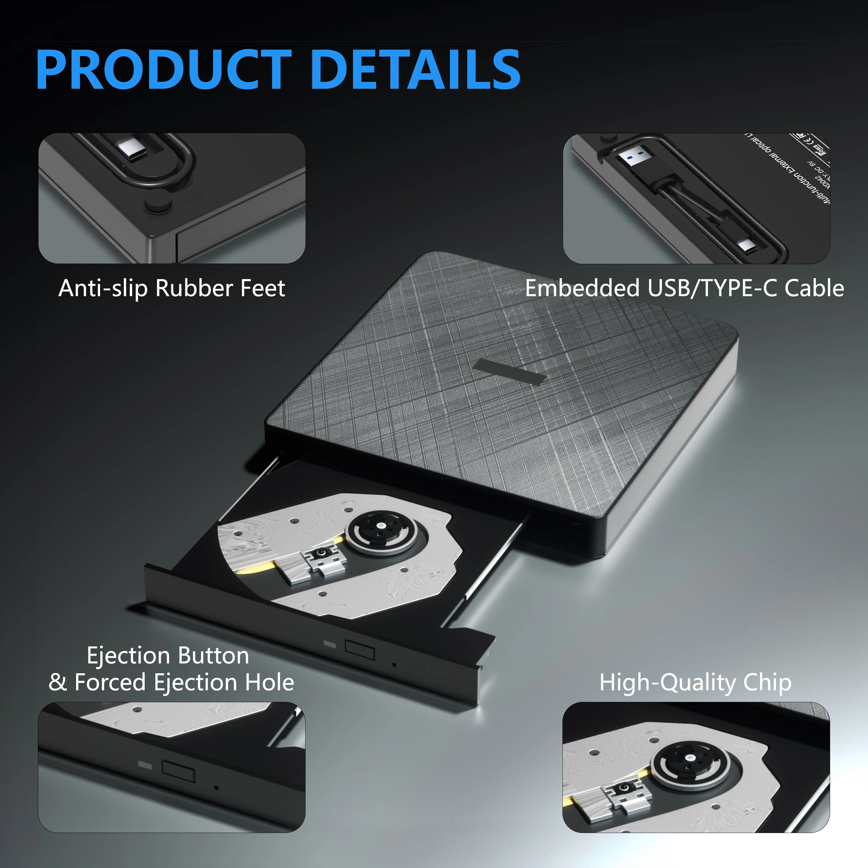 External DVD/CD-RW Optical Drive Cloth pattern Burner CD DVD Disk Player Recorder Reader Writer for Laptop PC Windows Portable