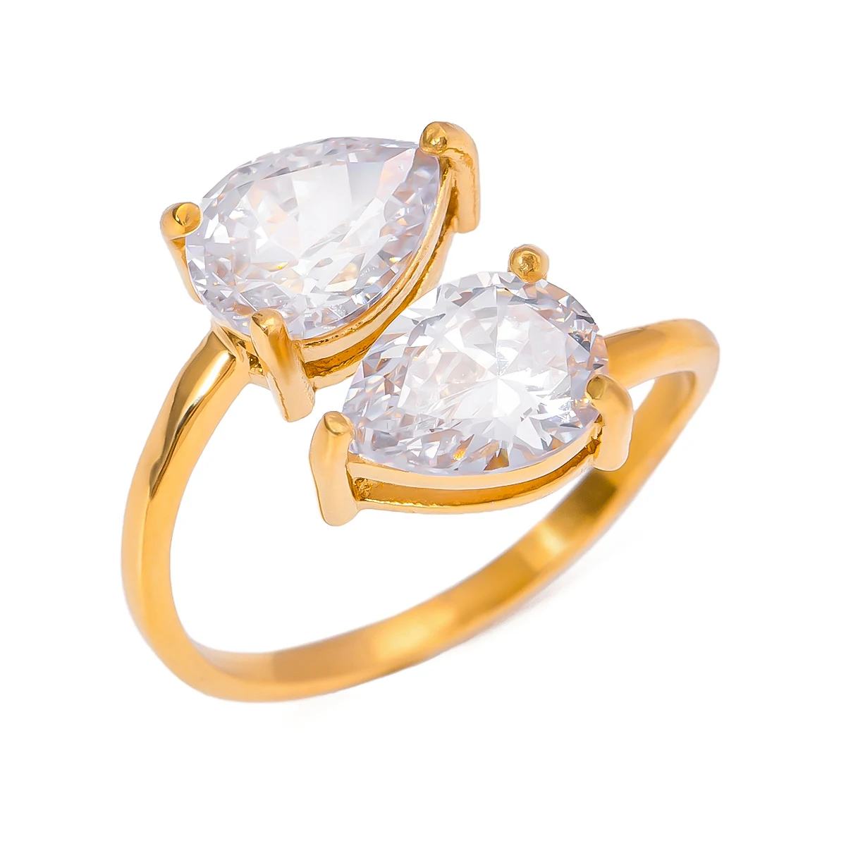 Винтажные белые кольца с драгоценными камнями 18 карат золотые минималистские из нержавеющей стали