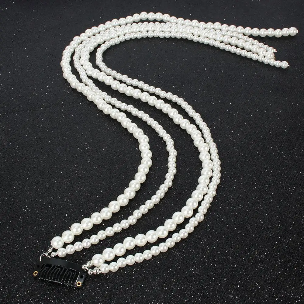 Imitation pearl headdress beaded hair accessories female handmade temperament pearl tassel hair clip