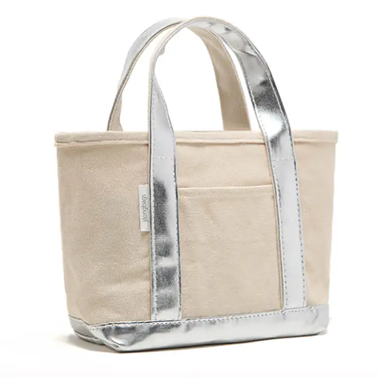 Customized Print Eco Friendly Recycle Canvas Portable Tote Bag For Shopping