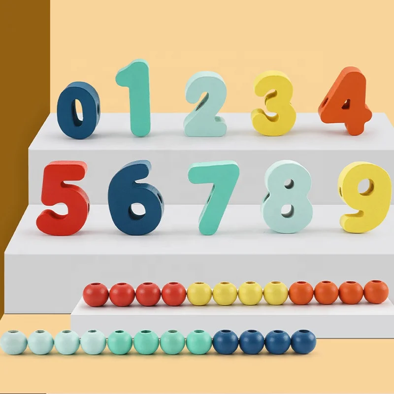 Funny tree shape bead string game early education cognitive wooden block toy