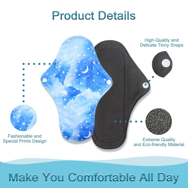 Famicheer BSCI bamboo reusable menstrual pads sanitary pads organic cotton washable sanitary napkin