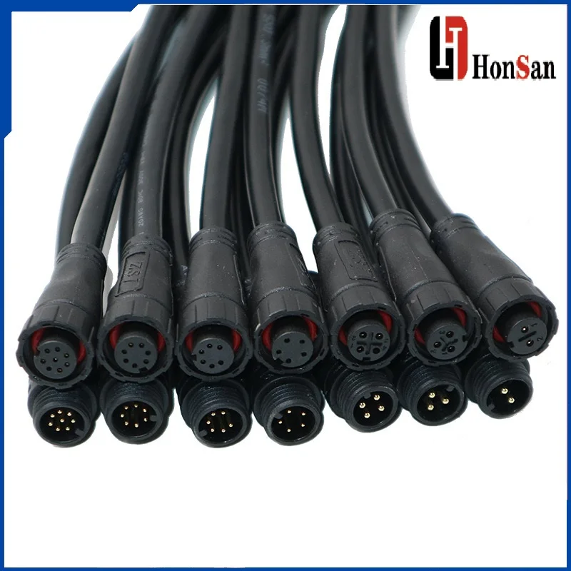Aviation 2 3 4 5 6 7 8 Pin Circular M12 Cable Waterproof M12 Connector Cable M16 Connector  Ip68 Waterproof Power Cable