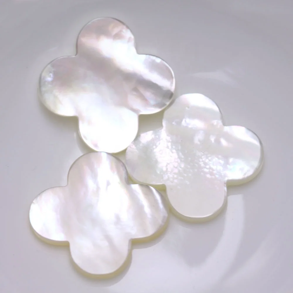 Big Size Natural four leaf clover white sea shell mother of pearl