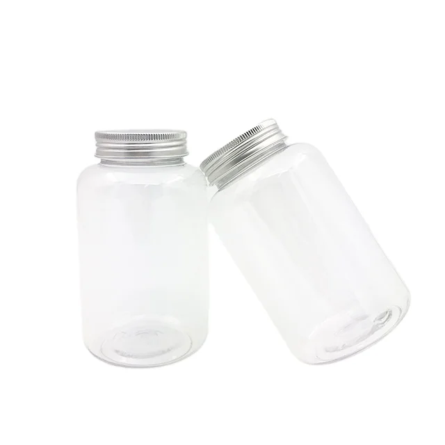 supplier RUIPACK metal screw lid Plastic PET pills packaging bottle transparent juice packaging bottle
