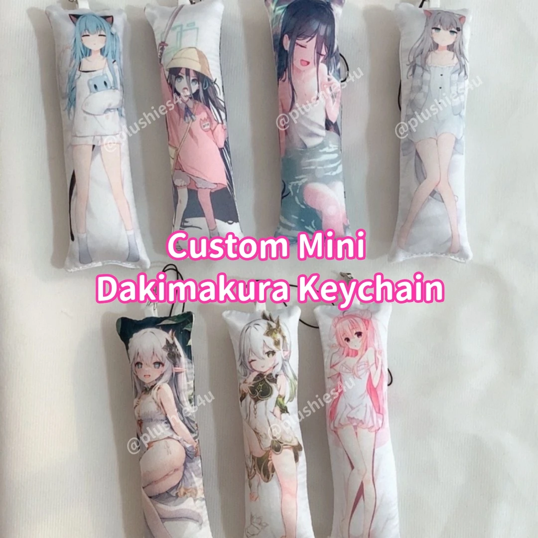 Custom Made Mini Dakimakura Pillow Small Custom Cat Dog Pillow Keychains Pendants Anime Gifts Keychain