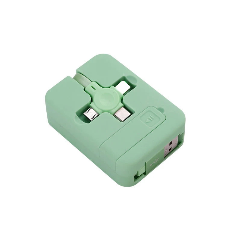 Macaron 3 в 1 USB-кабель Многофункциональный квадратный ящик для хранения Выдвижной зарядный кабель 3A держатель мобильного телефона Подставка кабели