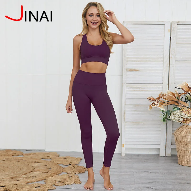 
2019 Quality Low MOQ Women Fitness Suits colorful seamless leggings and bra set 