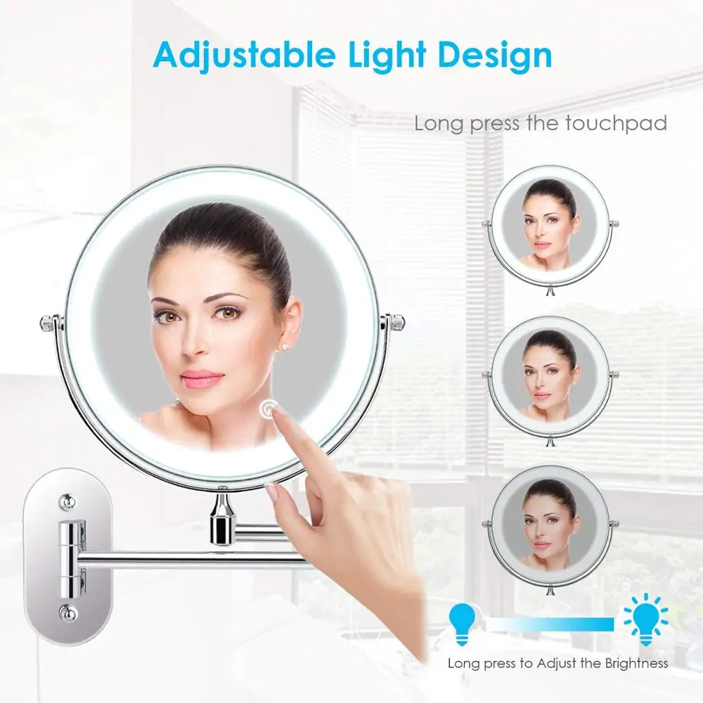 2 Sided Attached To Wall Magnifying Shaving Mirror for Hotel Bathroom