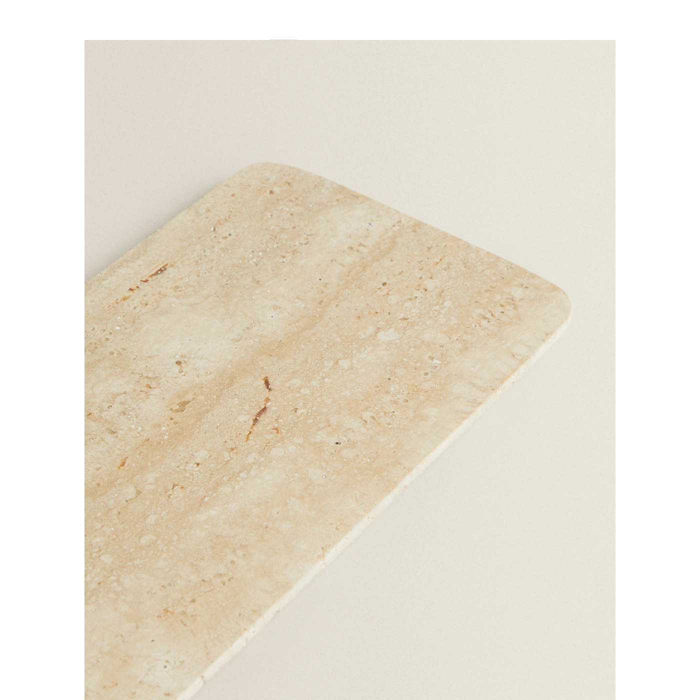stonekocc Customized Vintage Beige Travertine Natural Stone Marble Serving Tray Rectangle Catchall Plate Wabi-sabi Style
