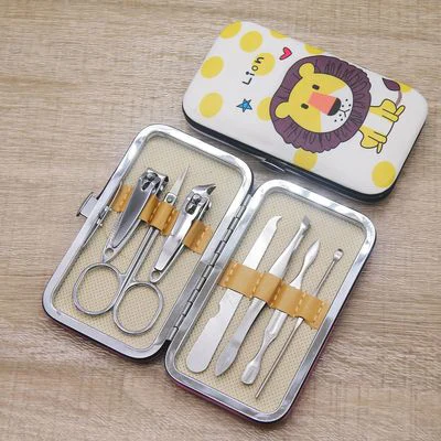 YUXI Wholesale 7pcs Nail Clippers Manicure Set Cartoon Cute Stainless Steel Finger Nail Clippers