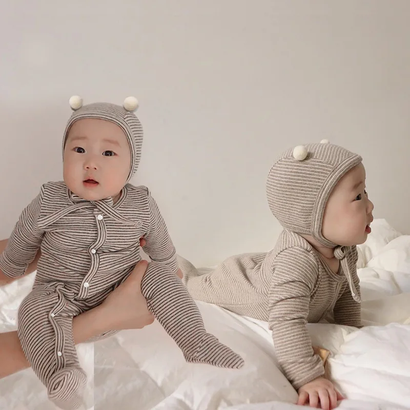 Autumn New Long-Sleeved Stretch Pit Strip Baby Crawling Suit Newborn Wrap Baby Onesie Suit