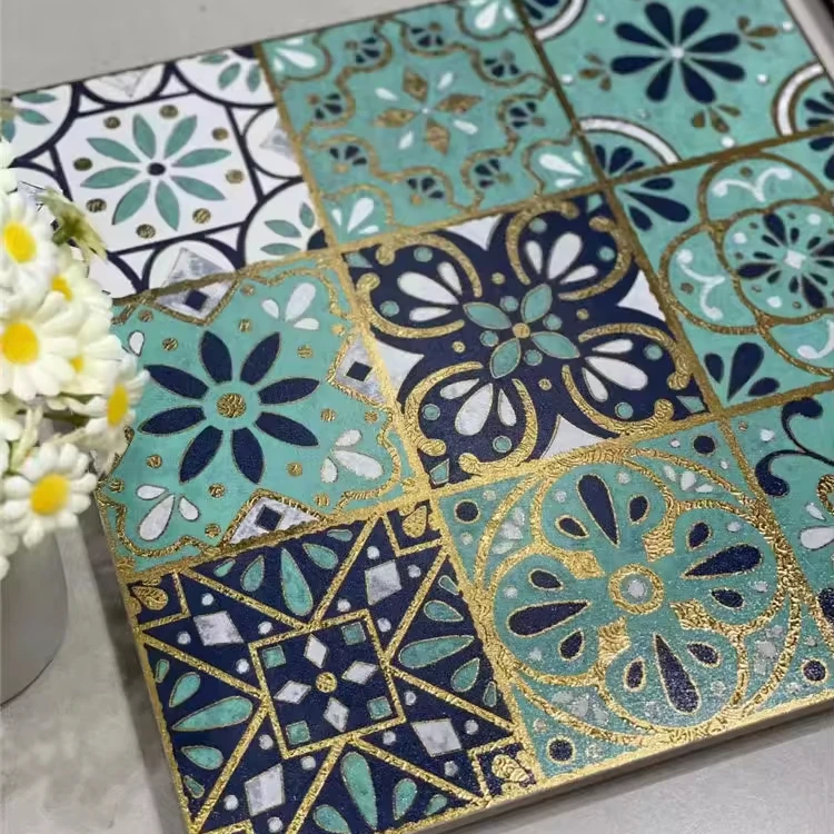 Sakemi Square Inkjet Moroccan Style Pattern 30x30cm Color Brick Porcelain Art Floor Tiles