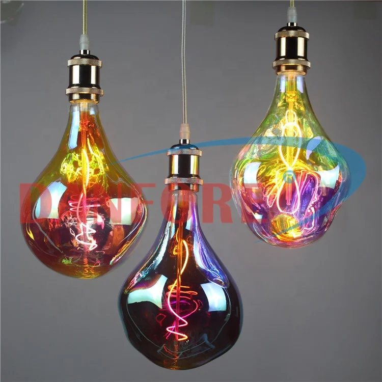 Alien shape Soft flexible Filament LED light decoration vintage E27 led bulb light with color plating