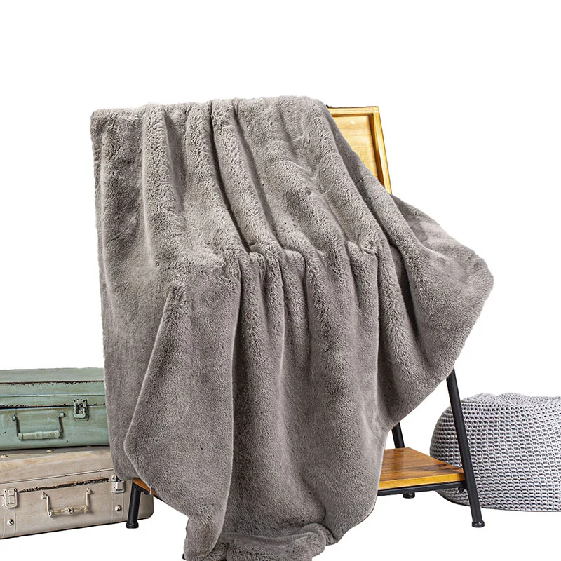Dyed Faux Fur Material Blankets High Quality Synthetic Fake Animal Fur Plaid