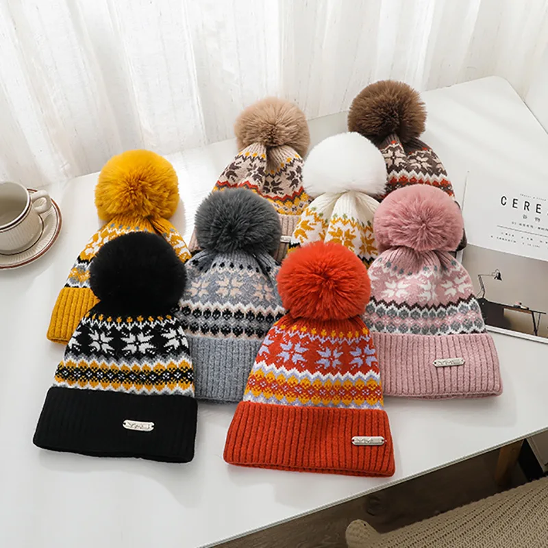 wholesale custom beanie/OEM own embroidery logo 100% acrylic pom pom Knitted Fashion OEM Beanie Hat Custom Winter Hat