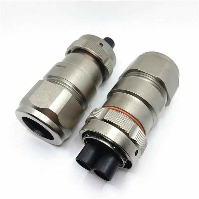 High Current 120A HVIL Straight Metal Circular Connector 6mm of 2 Pin Plug