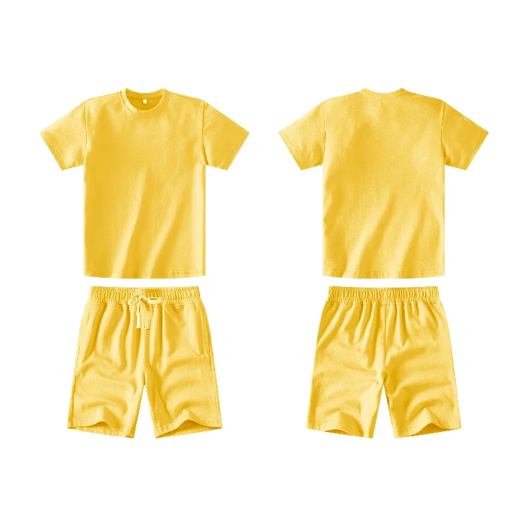 Hot Sale Fashion Multi Color Custom Child Clothing Shorts Blank Summer Sweat Suit Casual Girl Kid TShirt Set