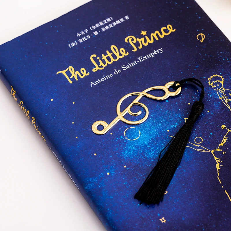 Musical Symbol Gold Metal Bookmark Black Tassels Wedding Baby Shower Party Birthday Favor Gift