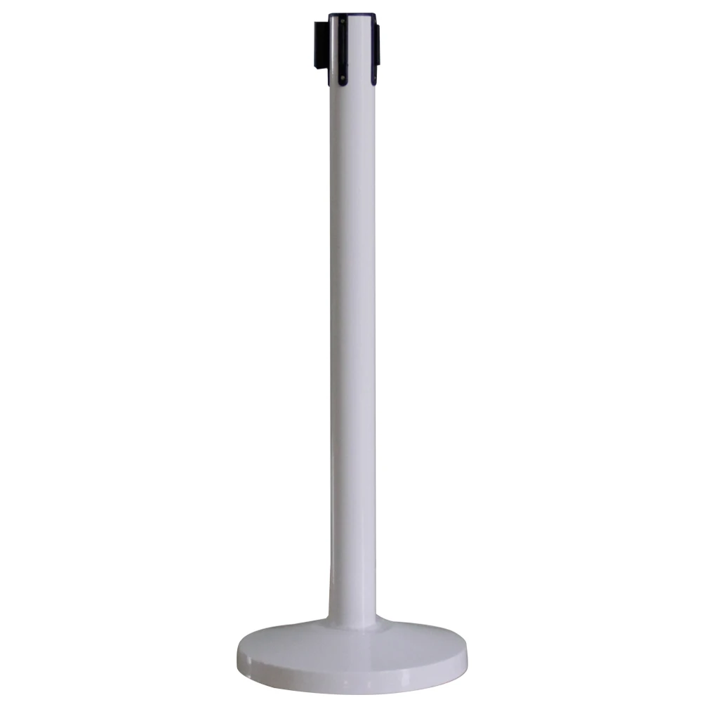 Powder Coated Queue Master Retractable Belt Barrier Crowd Control Belt Stanchions LG-A11 Basic White for Car Show Museum Exhibit
